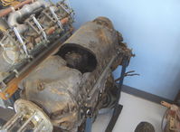 Santa Paula Airport (SZP) - Early Aircraft Engines in Watson Hangar-Aviation Museum of Santa Paula, Closeup-from DeHavilland Tiger Moth- DeHavilland Gipsy Major I engine damage from inverted crash-two fatalities - by Doug Robertson
