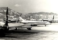 Hong Kong International Airport, Hong Kong Hong Kong (HKG) - Thai International Caravelle taxiing between     two BOAC B707s an Cathay Pacific CV880 at the old Kai Tak airport,HKG.March 1967(Sorry for the bad quality) - by metricbolt