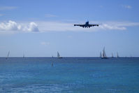 Princess Juliana International Airport, Philipsburg, Sint Maarten Netherlands Antilles (SXM) - Approach over boats - by Wolfgang Zilske