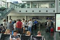 EuroAirport Basel-Mulhouse-Freiburg, Basel (Switzerland), Mulhouse (France) and Freiburg (Germany) France (LFSB) - Check-in Ryanair flights to Stockholm and Alicante - by runway16