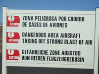 Arrecife Airport (Lanzarote Airport), Arrecife Spain (ACE) - Warning sign at Lanzarote - by J. Thoma