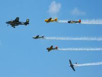 Fairfield County Airport (LHQ) - AT-6 & B-25 (N744CG) formation at Wings of Victory airshow - Lancaster, Ohio - by Bob Simmermon