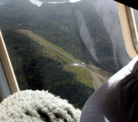 Ryans Creek Aerodrome - Stewart Island, NZ from Islander ZK-FXE on departure - by Pete Hughes