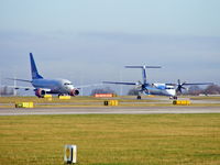 Manchester Airport, Manchester, England United Kingdom (EGCC) - LN-RCW and G-ECOI - by Chris Hall