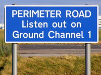 Manchester Airport, Manchester, England United Kingdom (EGCC) - Perimeter road sign at EGCC - by Chris Hall