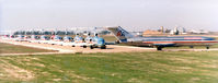 Dallas/fort Worth International Airport (DFW) - American Airlines and Braniff 727's lined up waiting for takeoff - by Zane Adams
