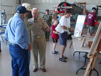 Grimes Field Airport (i74) - Herb Heilbrun, WW2 B17 pilot discussing his experiences at the MERFI event, Urbana, Ohio. - by Bob Simmermon