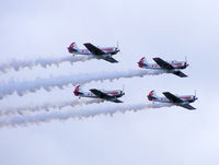 Hawarden Airport, Chester, England United Kingdom (EGNR) - The Yakolovs display team displaying at the Airbus families day - by Chris Hall