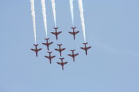 RAF Cosford Airport, Albrighton, England United Kingdom (EGWC) - Red Arrows displaying at the Coford Airshow - by Chris Hall