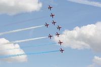 RAF Cosford Airport, Albrighton, England United Kingdom (EGWC) - Red Arrows displaying at the Coford Airshow - by Chris Hall