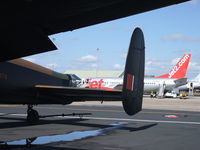 Blackpool International Airport, Blackpool, England United Kingdom (EGNH) - Jet2 under Lancaster wing - by Don Mercer