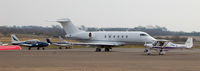 Swansea Airport, Swansea, Wales United Kingdom (EGFH) - N300GP BD100 Challenger 300. And G-JENK ahead. - by Spencer Chilvers
