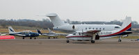 Swansea Airport, Swansea, Wales United Kingdom (EGFH) - N300GP BD100 Challenger 300. With G-LEAP taxiing in, can you still see the jumper in the back) - by Spencer Chilvers