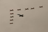 RAF Fairford Airport, Fairford, England United Kingdom (EGVA) - Taken at the Royal International Air Tattoo 2009 - PC-7 Team display with F-18 - by Steve Staunton