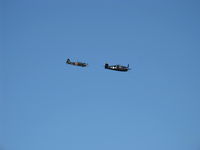 Santa Paula Airport (SZP) - Dogfight airshow practice-N712Z Mitsubishi A6M3 ZERO-SEN (ZEKE) vs. N1078Z S&S Special Grumman F6F-6 HELLCAT 'Minsi III' - by Doug Robertson