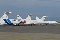 Napa County Airport (APC) - The French Connection - Corning Inc. 2009 Falcon 900EX N18CG, PCS Aviation Services 2000 Falcon 2000EX and Silver Ventures 2000 Falcon 50 - on heavy jet ramp  - by Steve Nation