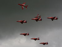 Kemble Airport, Kemble, England United Kingdom (EGBP) - Red Arrows displaying at the Cotswold Airshow - by Chris Hall