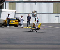 Santa Paula Airport (SZP) - RC JET Kerosene Burner-taxi demo under radio control. The ear-splitting shriek attracts attention! - by Doug Robertson