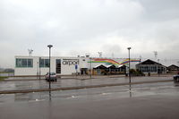 Ängelholm-Helsingborg Airport - The terminal building of the airport in the rain. - by Henk van Capelle