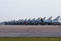 RAF Coningsby Airport, Coningsby, England United Kingdom (EGXC) - Typhoon T.2 and FGR.4's of 29(R)Sqn (OCU) - by Chris Hall