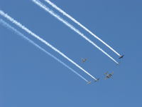 Camarillo Airport (cma) - Condor Squadron in formation flight and smoke over 08 with N45366 'D-Day Doll' - by Doug Robertson