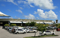 Grantley Adams International Airport, Bridgetown Barbados (TBPB) - This is the main terminal, with the control tower in the background.  For such a small island nation, this airport hosts aircraft large and small from around the world. - by Daniel L. Berek