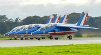 RAF Leuchars Airport, Leuchars, Scotland United Kingdom (EGQL) - Patrouille de france Alphajets E44/6,E117/5,E158/8 & E114/7 Line up on runway 09 for take off - by Mike stanners