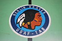 Tempelhof International Airport (closed), Berlin Germany (EDDI) - Badge of the USAF-TAB basketball team, the Berlin Braves in the centre of the basketball court on the top floor of the main bulding at Tempelhof Aiport.
  - by moxy