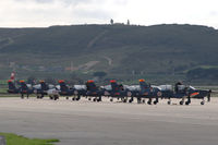 Sintra Air Base - Line-up of seven Socata TB 30 Epsilon trainers on the platform of BA1 Sintra Air Base, Portugal. - by Henk van Capelle