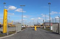 Leipzig/Halle Airport, Leipzig/Halle Germany (EDDP) - DHL Air Hub car park entrance and apron 4 west...... - by Holger Zengler