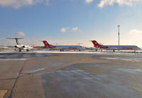 Saarbrücken Airport - OLT Express Germany Fokker 100 Fleet stored at EDDR/SCN after bankruptcy. - by Wilfried_Broemmelmeyer