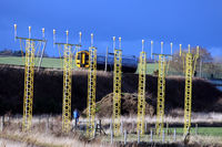 Edinburgh Airport, Edinburgh, Scotland United Kingdom (EGPH) - Landing lights on north side of airfield, on the other side of the railway is the runway. - at Edinburgh EGPH - by Clive Pattle