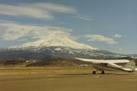 Weed Airport (O46) - N4385E at the Weed airport with spectacular Mt Shasta (14,162 feet) in the distance.There has been a few planes that bumped into it over the years like a Beech on 9-16-92. Most often at night or in inclement weather. - by S B J