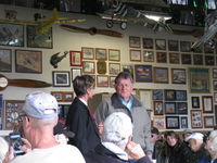 Santa Paula Airport (SZP) - Pat Quinn Bucker Museum hangar on the occasion of Pat receiving the FAA Wright Brothers Master Pilot Award for 50 years accident free-no violations flying. Proud Pat receiving accolades from the conferring official. - by Doug Robertson