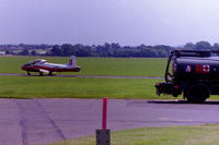 RAF Cosford Airport, Albrighton, England United Kingdom (EGWC) - An unidentified BAC Jet Provost T.5 of 1 SOTT taxies at RAF Cosford. At that time a number of the type were in use as non-flying yet taxiable (by non-pilots) training aids to students learning aircraft marshalling skills.  - by Clive Pattle