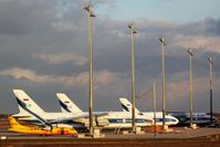 Leipzig/Halle Airport, Leipzig/Halle Germany (EDDP) - Three big babies and a yellow aircraft in being on apron 3..... - by Holger Zengler