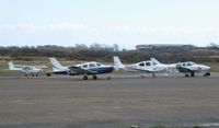 Swansea Airport, Swansea, Wales United Kingdom (EGFH) - The apron filling up with visiting aircraft. - by Roger Winser