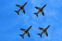 Swansea Airport - Hawk T.1, x4 Red Arrows in the overhead whilst displaying at WNAS16. - by Derek Flewin