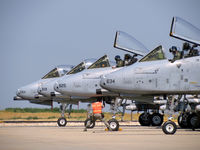 Boise Air Terminal/gowen Fld Airport (BOI) - FOUR A-10Cs under going pre flight checks on the Idaho ANG's east arm/de arm pad. 190th Fighter Sq., 124th Fighter Wing. - by Gerald Howard