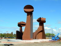 Ostend-Bruges International Airport, Ostend Belgium (EBOS) - Entrance of airport.Lighthouses, artobject by Jacky De Maeyer - by Joeri Van der Elst