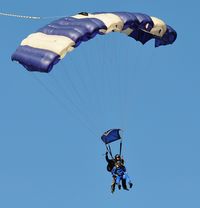 Swansea Airport - Tandem skydivers from Skydive Swansea about to drop on the Northern PLA. - by Roger Winser