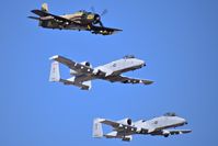 Boise Air Terminal/gowen Fld Airport (BOI) - A-10s from the 190th Fighter Sq. flying with Douglas Sky Raider. - by Gerald Howard