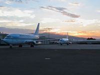 Boise Air Terminal/gowen Fld Airport (BOI) - Dawn on the NIFC ramp. Sierra Pacific was busy this 2013 season moving fire fighters around. - by Gerald Howard
