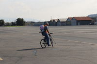 Santa Paula Airport (SZP) - Pete on weed killer-control spray duty. - by Doug Robertson