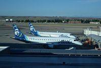 Boise Air Terminal/gowen Fld Airport (BOI) - Two Alaska aircraft awaiting passengers for early morning flights. - by Gerald Howard