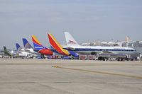 Boise Air Terminal/gowen Fld Airport (BOI) - Midday line up on Concourse B. - by Gerald Howard