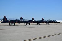 Boise Air Terminal/gowen Fld Airport (BOI) - Early morning on the north GA ramp. Four T-38A jets from the 9th Reconnaissance Wing, Beale AFB, CA. - by Gerald Howard