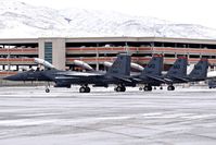 Boise Air Terminal/gowen Fld Airport (BOI) - 4 of 7 F-15Es from the 391st Fighter Sq., 366th Fighter Wing from Mountain Home AFB, ID parked on the north GA ramp. - by Gerald Howard