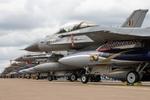 RAF Fairford Airport, Fairford, England United Kingdom (EGVA) - F-16 line up at the Royal International Air Tattoo 2024 - by Roberto Cassar